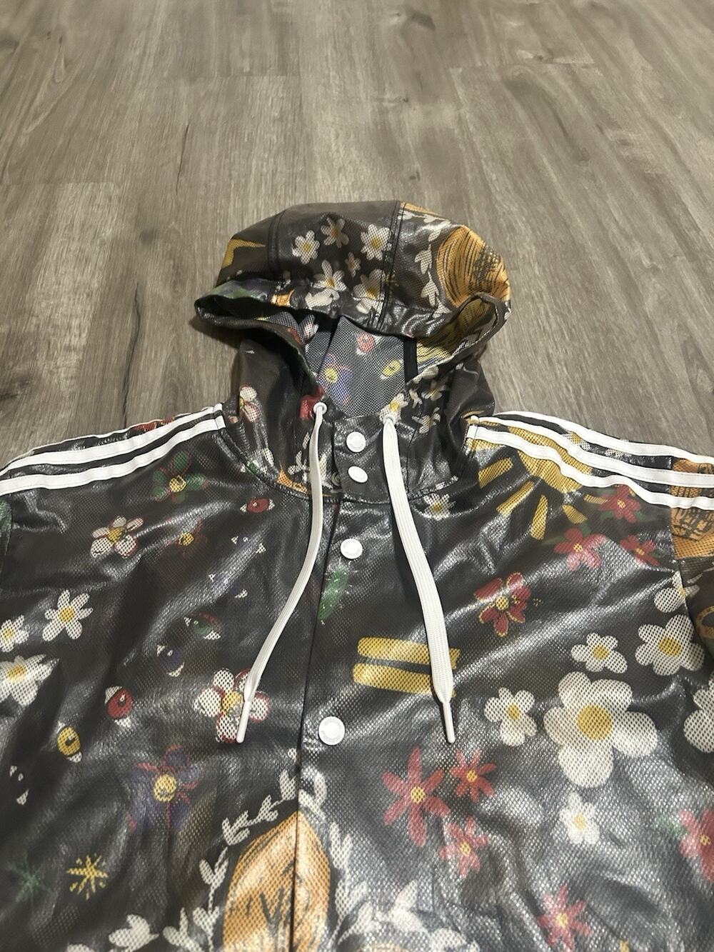 Adidas X Pharrell Williams Size Small Festival Doodle Flower Zip Up Rain Jacket